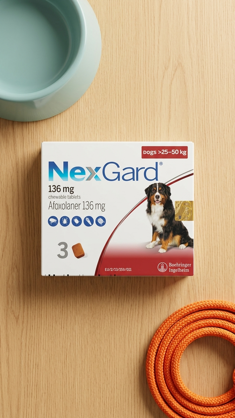 NexGard 136 mg Chewable Tablets for Dogs (25–50 kg) - 3 Pack