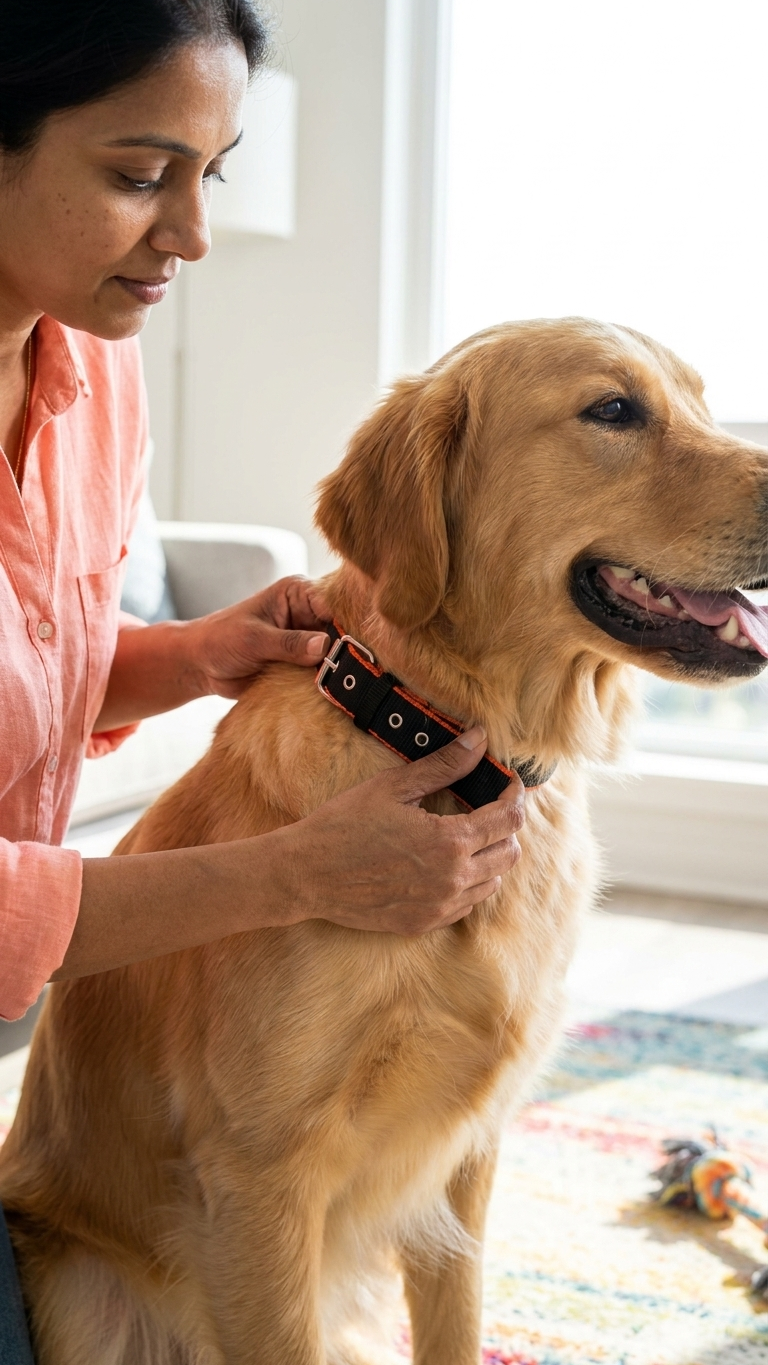 Heavy-Duty Woven Nylon Dog Collar - Earthy Brown & Vibrant Orange