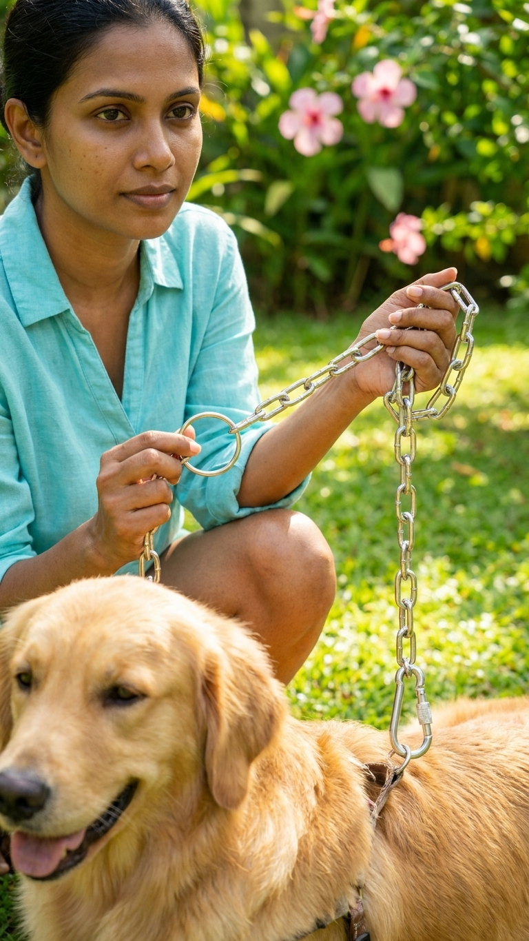 Heavy-Duty Steel Dog Tie-Out & Leash Chain with Locking Carabiner - 5.5 ft – product image 4