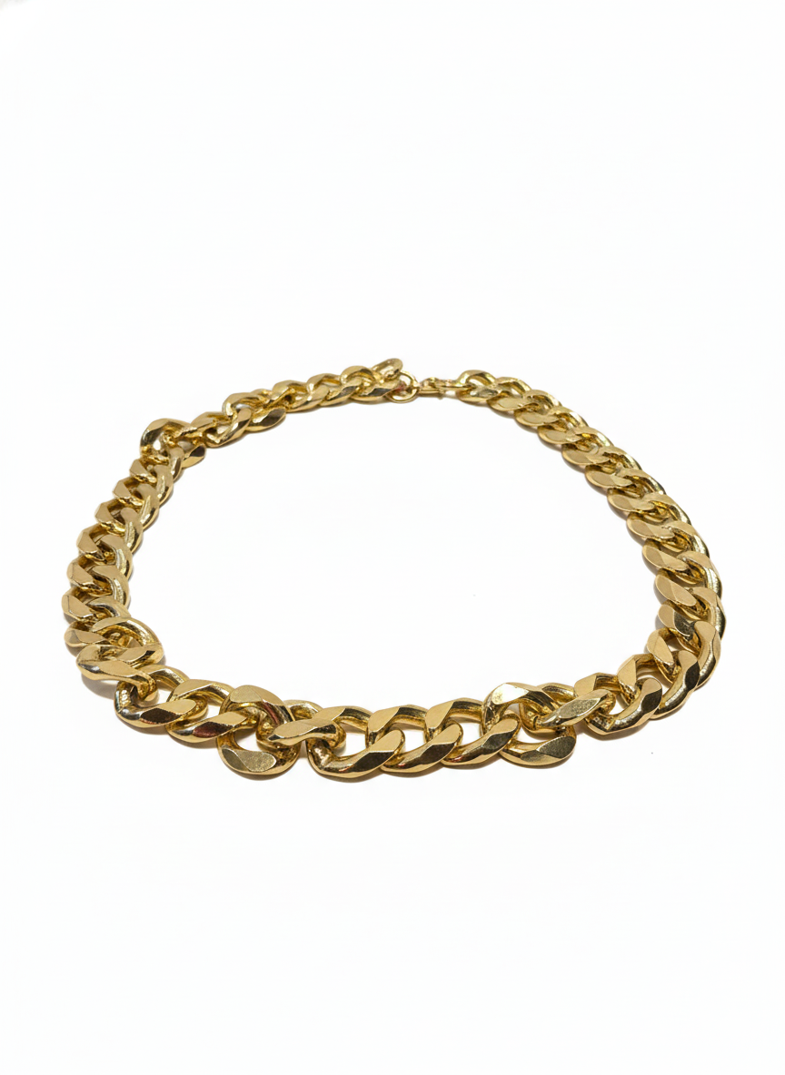 Gold Bold Curb Link Statement Necklace – High-Polish Chunky Chain