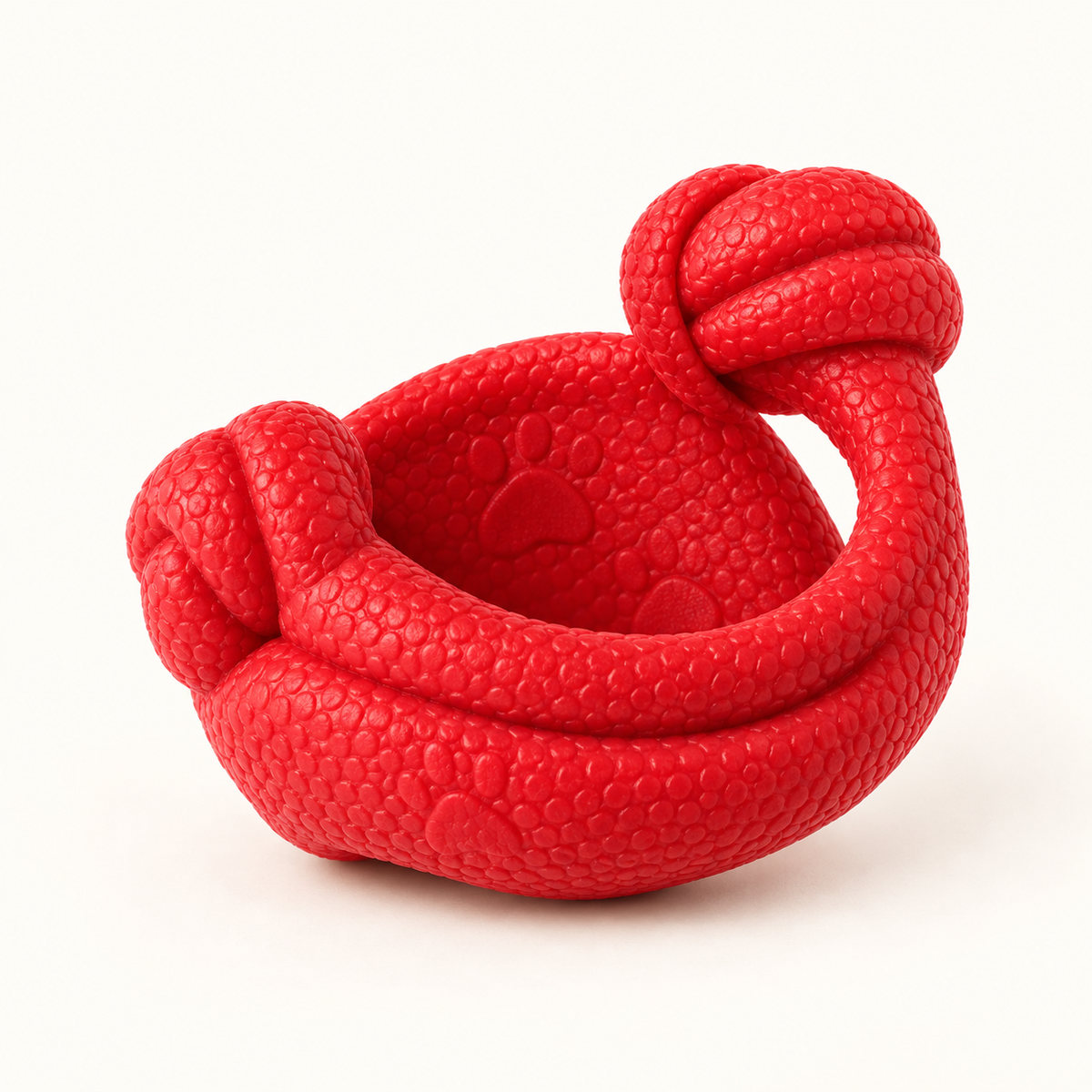 Small red textured hollow dog toy ball