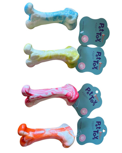 Marbled Rubber Bone Dog Chew Toy