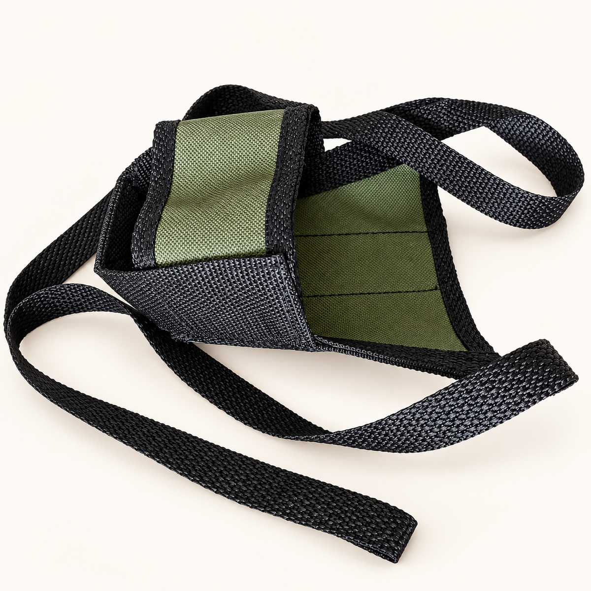 Olive green and black adjustable soft nylon dog muzzle