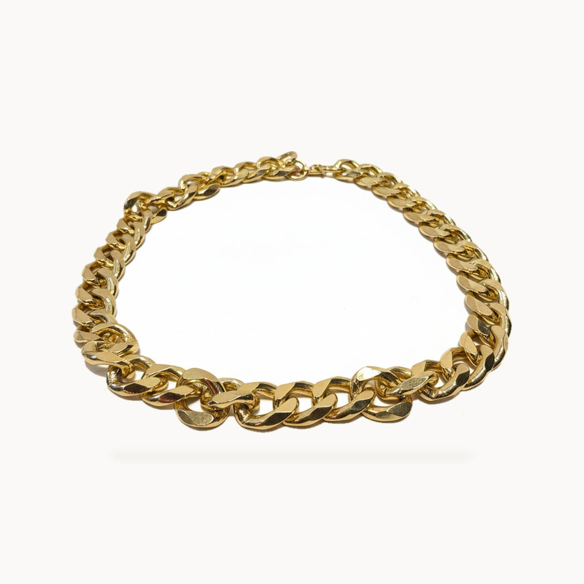 Gold-Tone Curb Link Dog Choker Collar – High-Polish Chain – standardized square product image