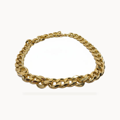 Gold-Tone Curb Link Dog Choker Collar – High-Polish Chain – standardized square product image