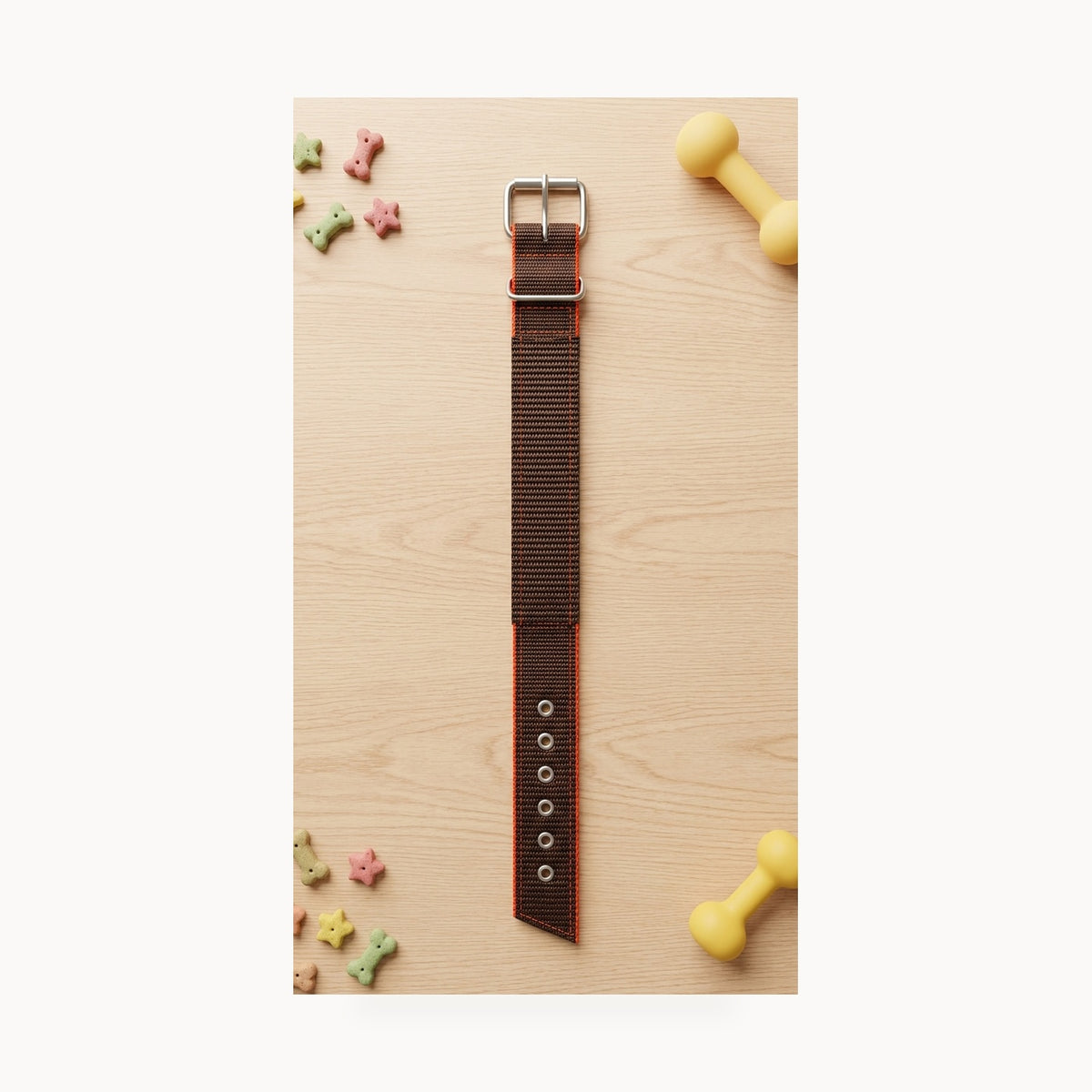 Heavy-Duty Woven Nylon Dog Collar - Earthy Brown & Vibrant Orange – standardized square product image