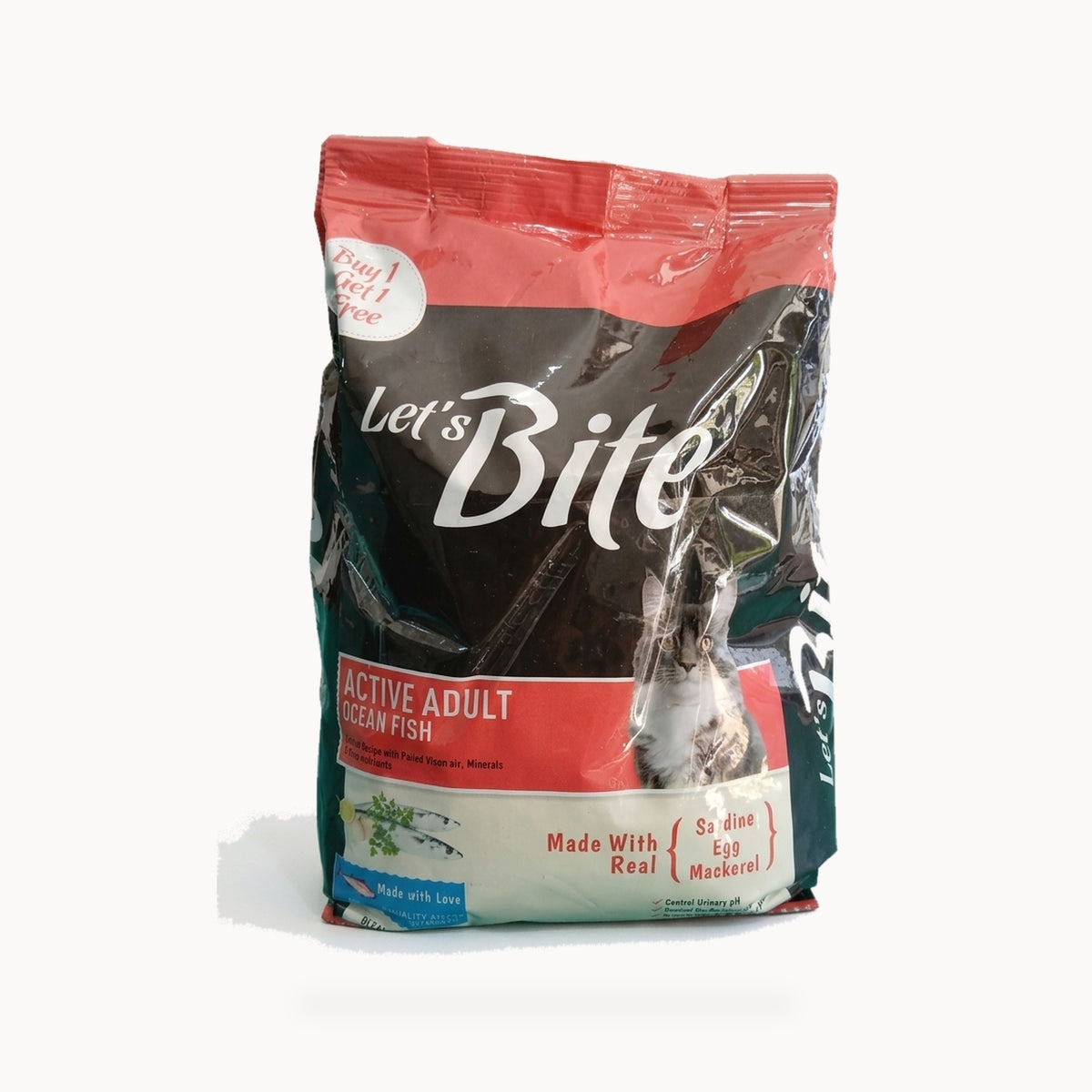 Let's Bite Active Adult Ocean Fish Dry Cat Food - 400g x2 (Buy 1 Get 1 Free) – standardized square product image