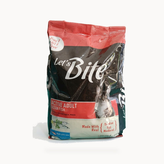 Let's Bite Active Adult Ocean Fish Dry Cat Food - 400g x2 (Buy 1 Get 1 Free) – standardized square product image