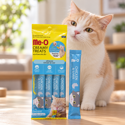 Me-O Creamy Treats Chicken and Liver with cat