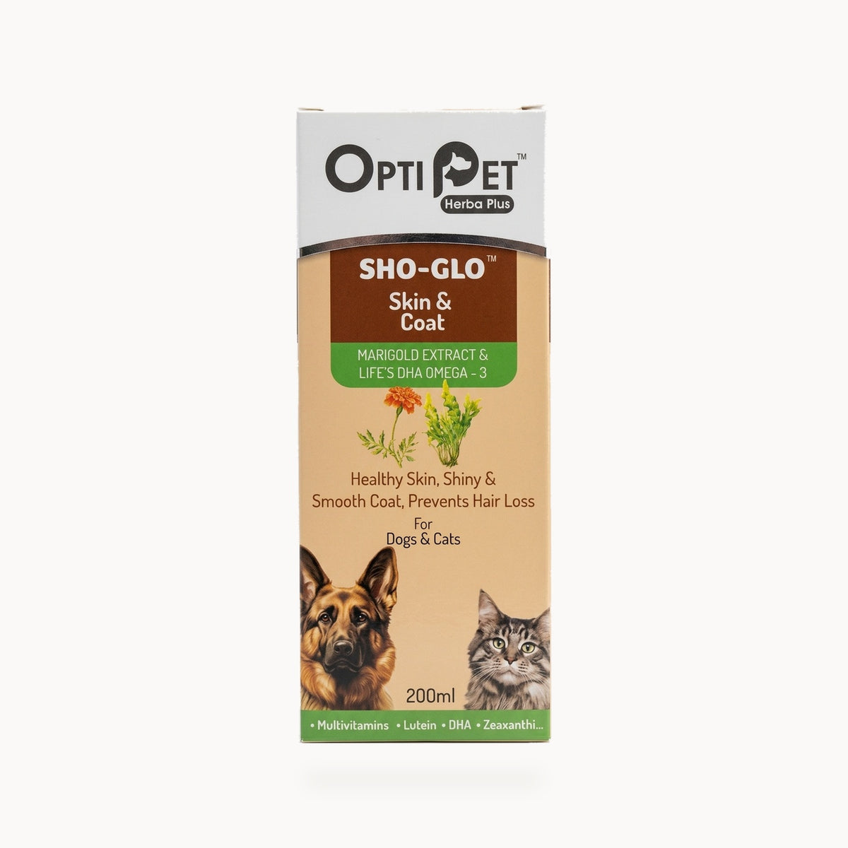OptiPet Herba Plus SHO-GLO Skin & Coat Supplement - 200ml – standardized square product image