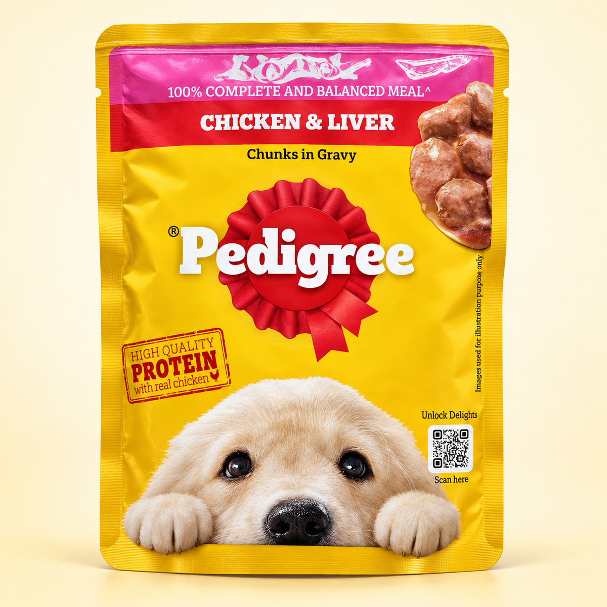 Pedigree Puppy Chicken and Liver Chunks in Gravy wet dog food 70g pouch