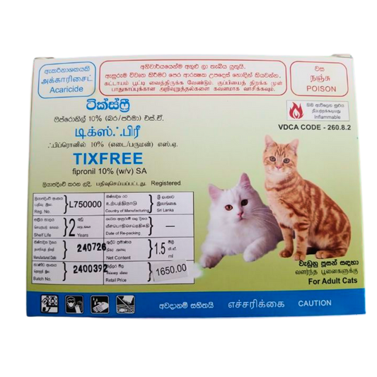 Tixfree Spot-On Flea and Tick Treatment for Adult Cats - 1.5ml