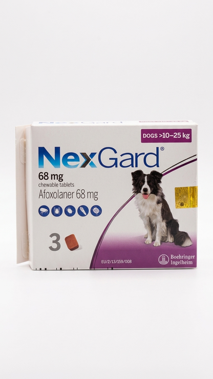 NexGard Chewable Tablets for Medium Dogs (10–25 kg) - 68 mg Afoxolaner