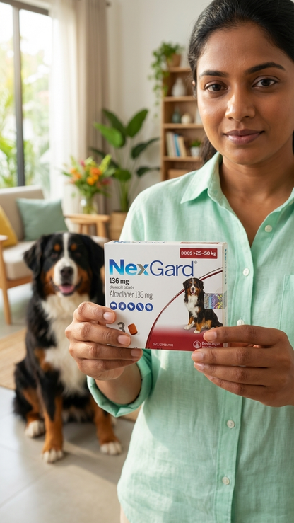 NexGard 136 mg Chewable Tablets for Dogs (25–50 kg) - 3 Pack
