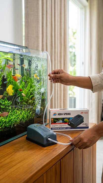 Aqua Spring AP-103 Single Outlet Aquarium Air Pump - Compact & Energy-Efficient Oxygenator