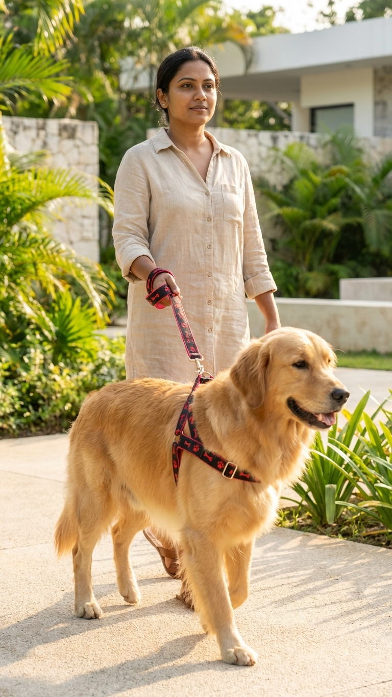 Adjustable Paw & Bone Print Dog Harness and Leash Set