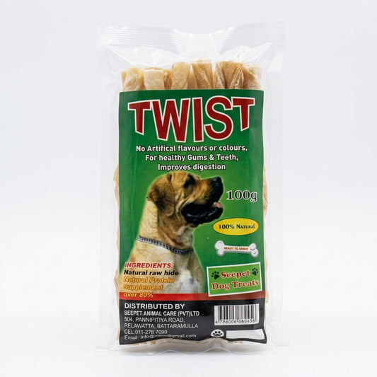 Seepet Twist Natural Rawhide Dog Treats - 100g