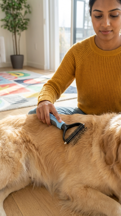 Professional Pet Grooming Dematting Comb - Stainless Steel Undercoat Rake