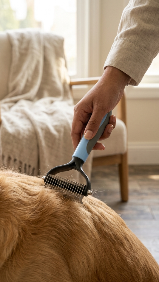 Professional Pet Grooming Dematting Comb - Stainless Steel Undercoat Rake