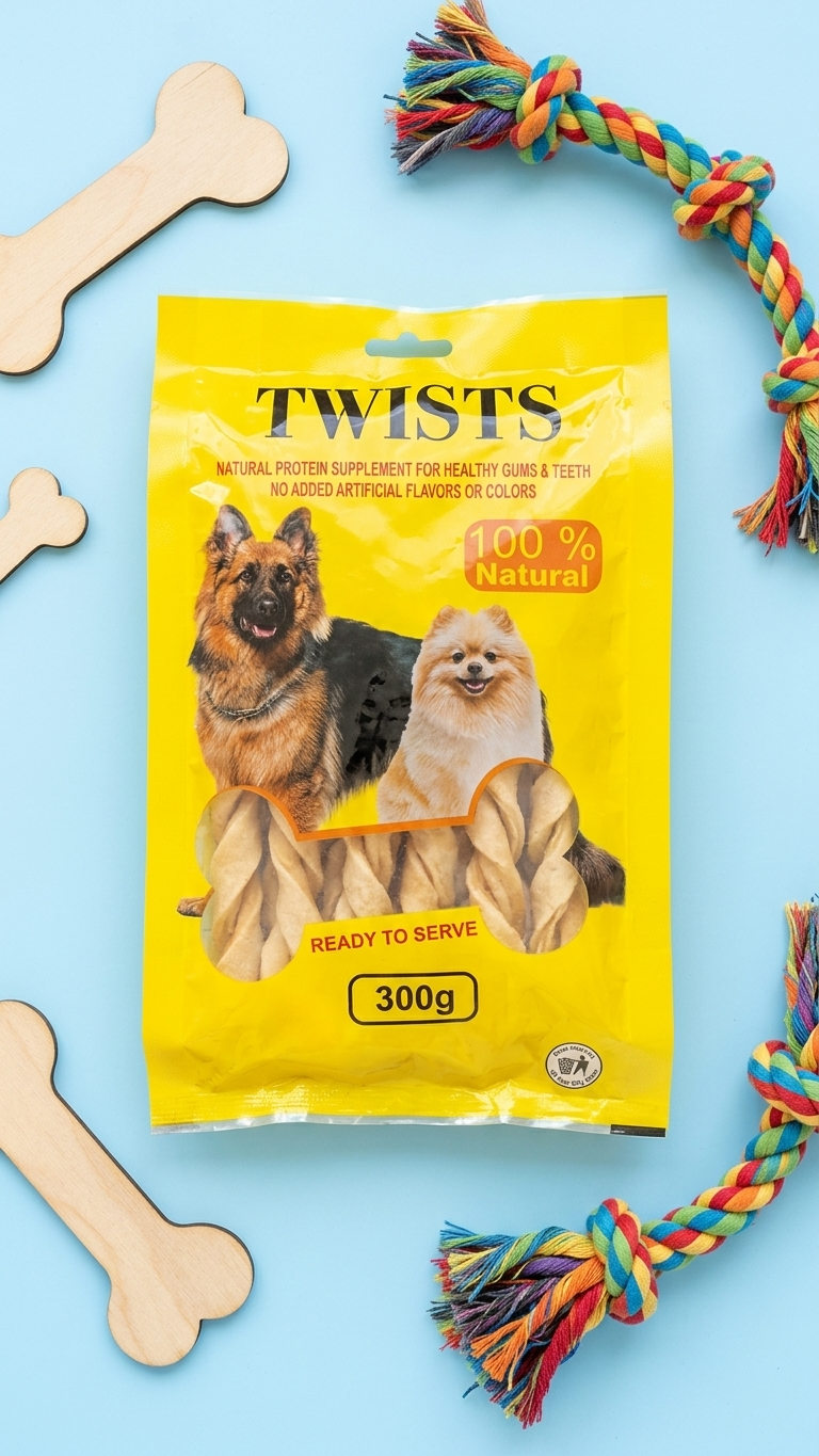 Seepet 100% Natural Rawhide Twists Dog Treats - 300g