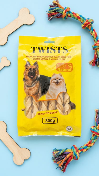 Seepet 100% Natural Rawhide Twists Dog Treats - 300g