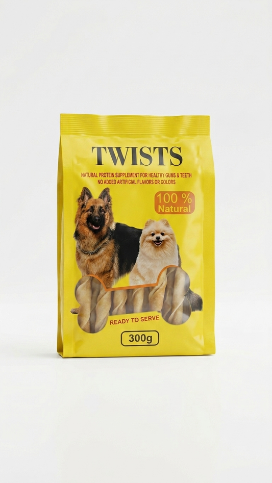 Seepet 100% Natural Rawhide Twists Dog Treats - 300g