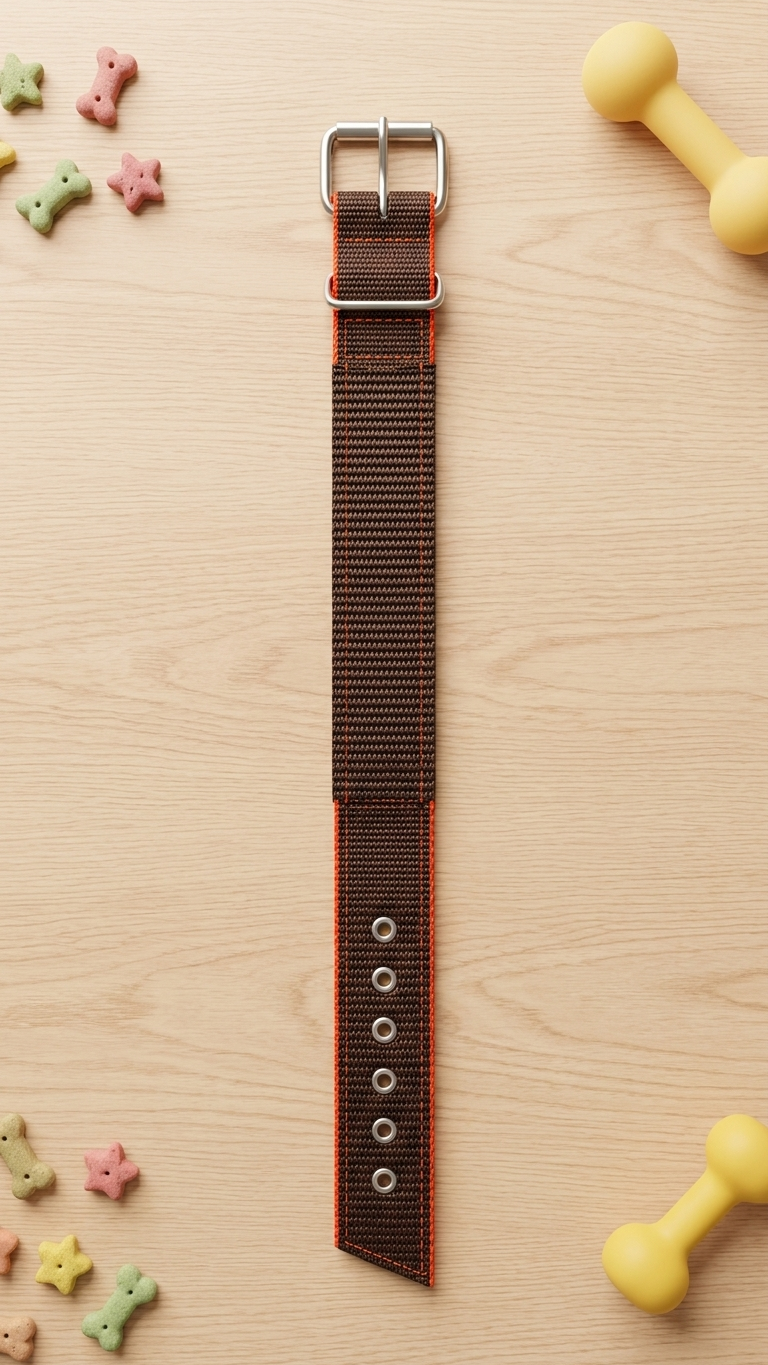Heavy-Duty Woven Nylon Dog Collar - Earthy Brown & Vibrant Orange