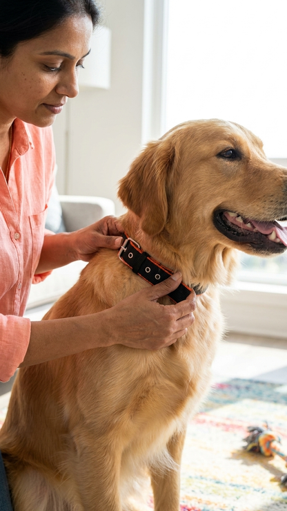 Heavy-Duty Woven Nylon Dog Collar - Earthy Brown & Vibrant Orange