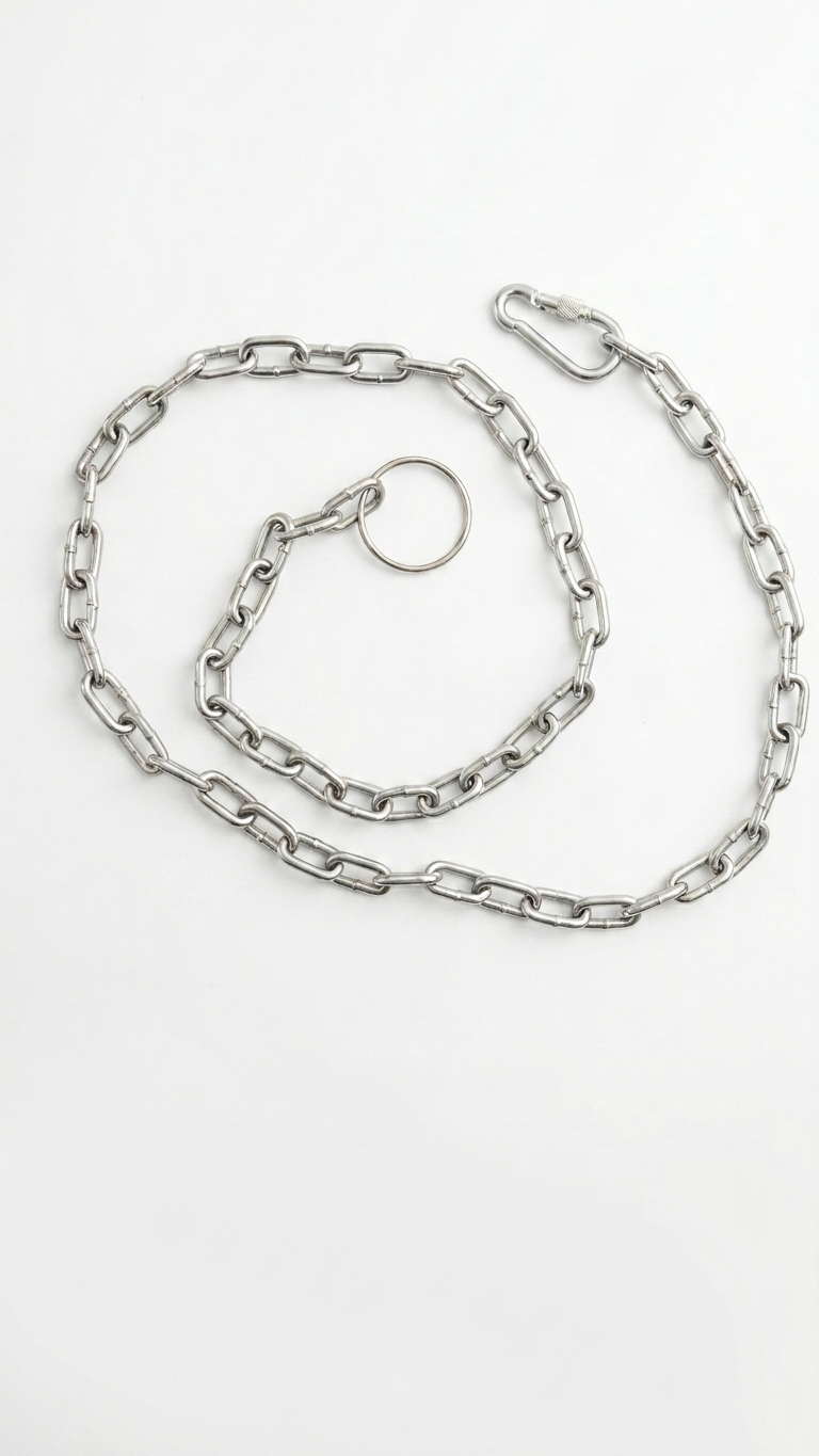Heavy-Duty Steel Dog Tie-Out & Leash Chain with Locking Carabiner - 5.5 ft