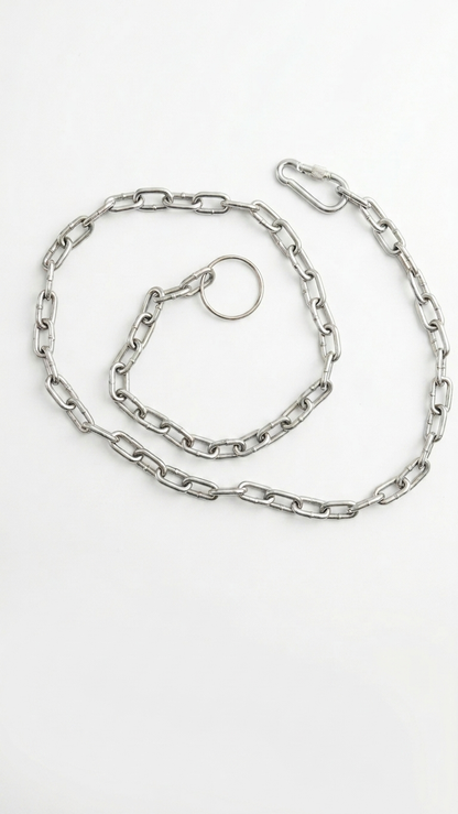 Heavy-Duty Steel Dog Tie-Out & Leash Chain with Locking Carabiner - 5.5 ft