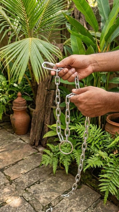 Heavy-Duty Steel Dog Tie-Out & Leash Chain with Locking Carabiner - 5.5 ft