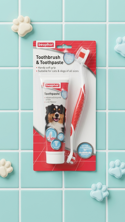 Beaphar Toothbrush & Toothpaste Dental Kit for Dogs & Cats