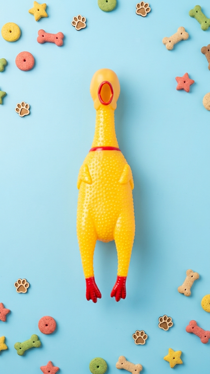 Squeaking Screaming Rubber Chicken Dog Toy