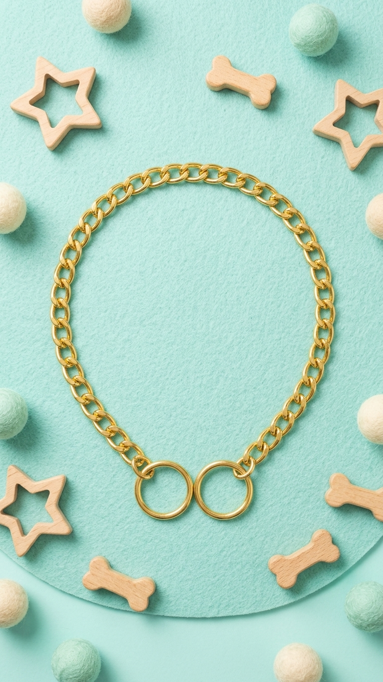 Gold Chain Link Dog Choker Collar - 40cm