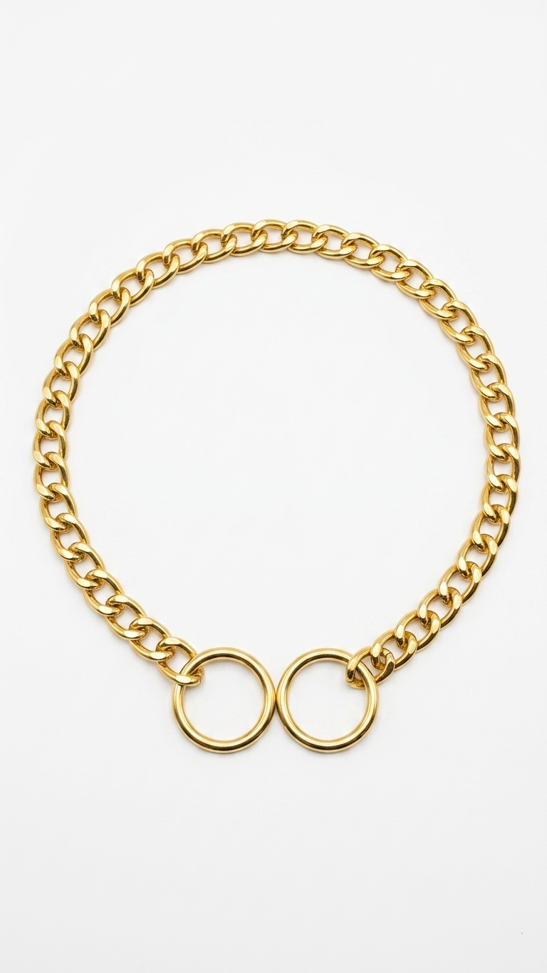 Gold Chain Link Dog Choker Collar - 40cm