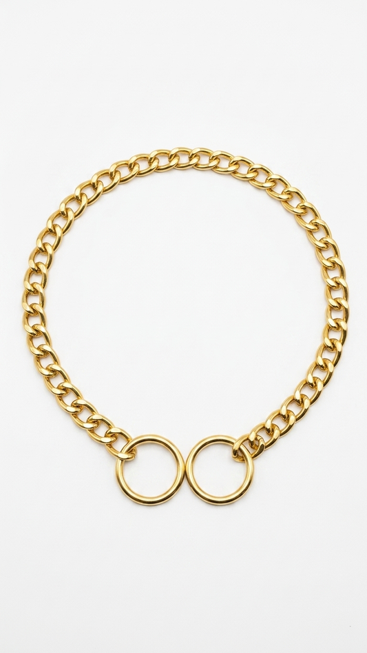 Gold Chain Link Dog Choker Collar - 40cm