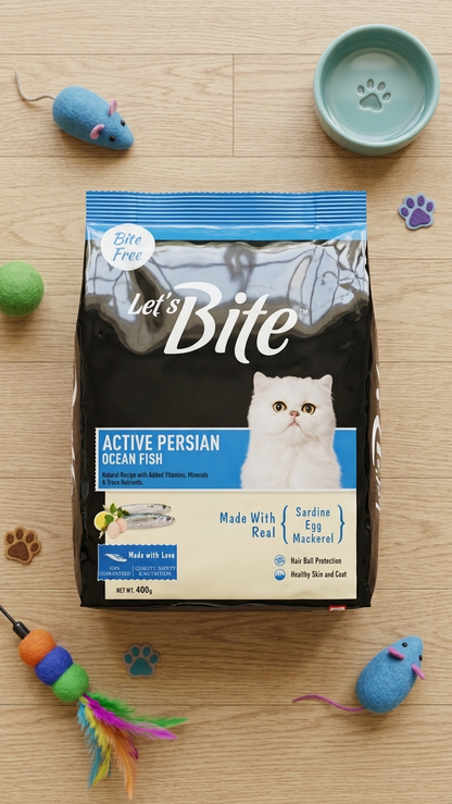Let's Bite Active Persian Ocean Fish Dry Cat Food - 400g x2 (Buy 1 Get 1 Free)