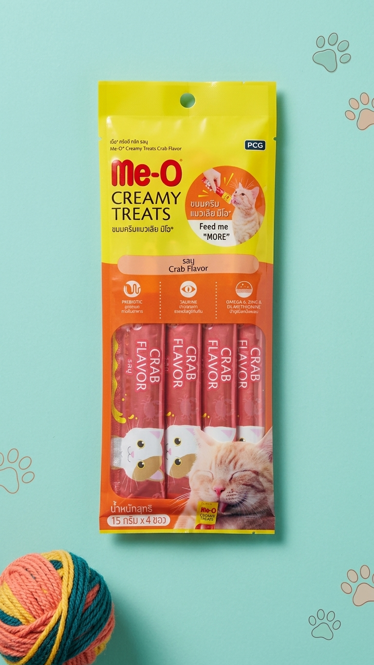 Me-O Creamy Treats Crab Flavor Cat Treats - 15g x4
