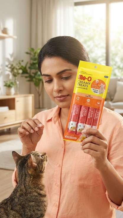 Me-O Creamy Treats Crab Flavor Cat Treats - 15g x4