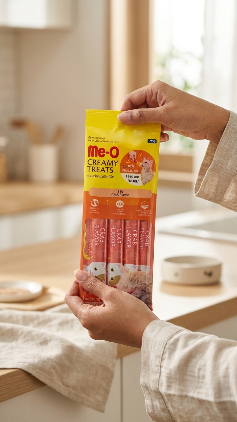 Me-O Creamy Treats Crab Flavor Cat Treats - 15g x4