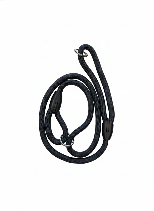 Professional Nylon Rope Slip Lead - Heavy Duty Choker Leash for Dog Training (Black)