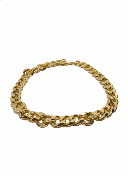 Gold-Tone Curb Link Dog Choker Collar – High-Polish Chain – product image