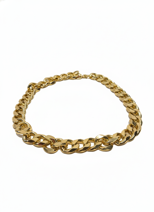 Gold Bold Curb Link Statement Necklace – High-Polish Chunky Chain