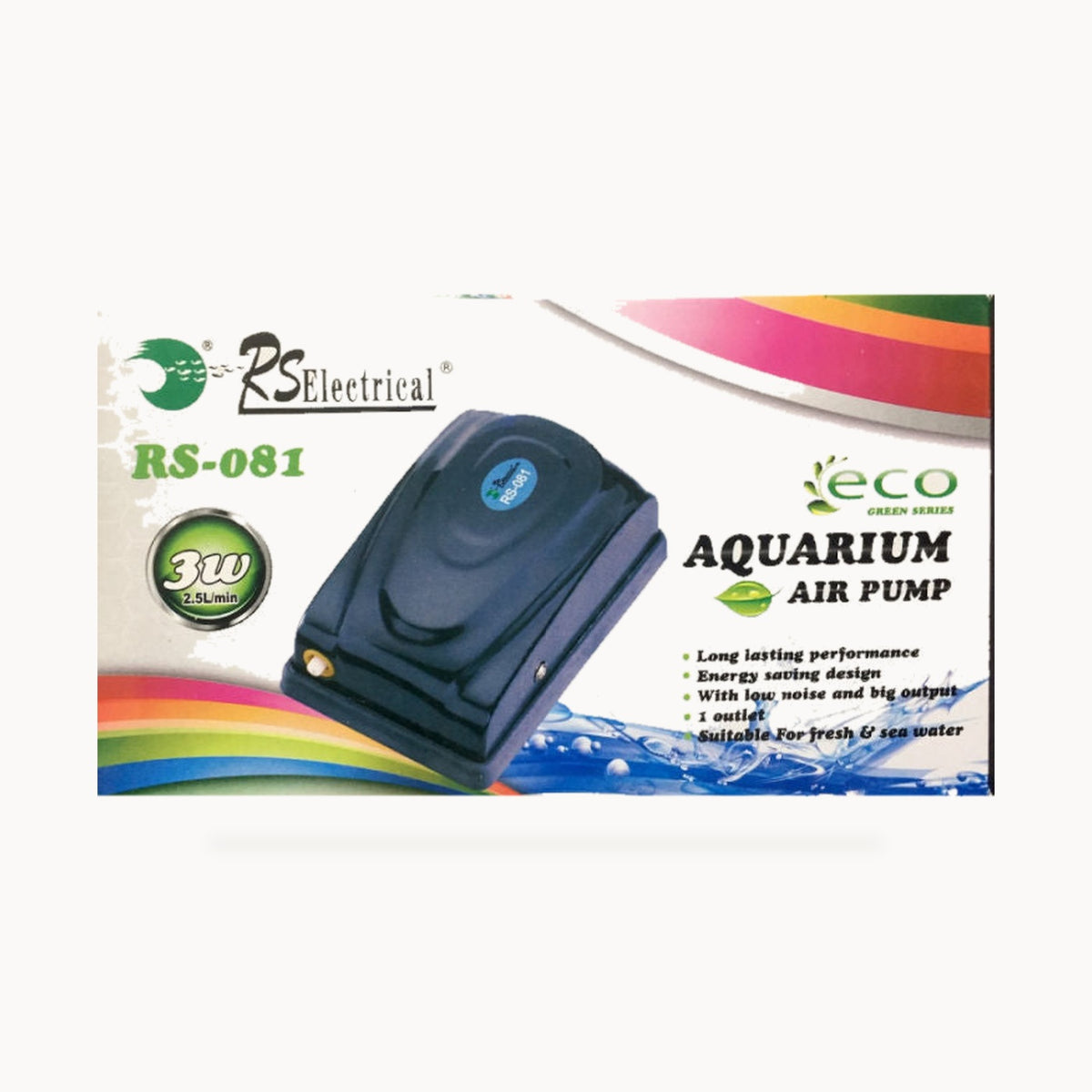 RS Electrical RS-081 Single Outlet Aquarium Air Pump - High-Efficiency Oxygenator – standardized square product image