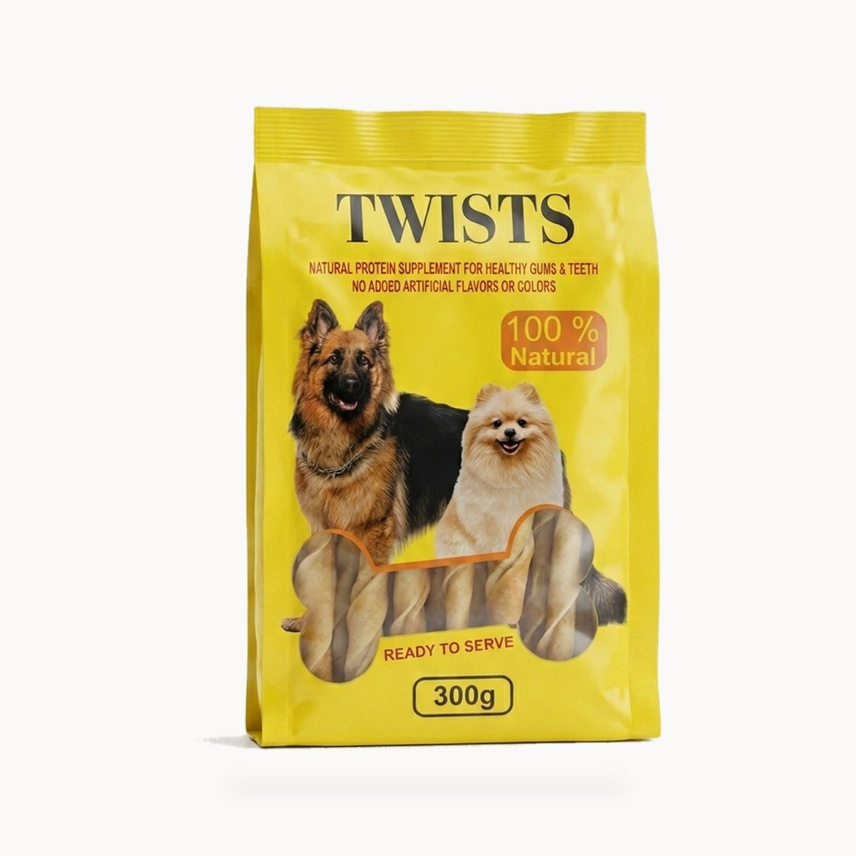 Seepet 100% Natural Rawhide Twists Dog Treats - 300g – standardized square product image